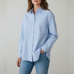 NEW Massimo Dutti Light Blue Striped Button Down
